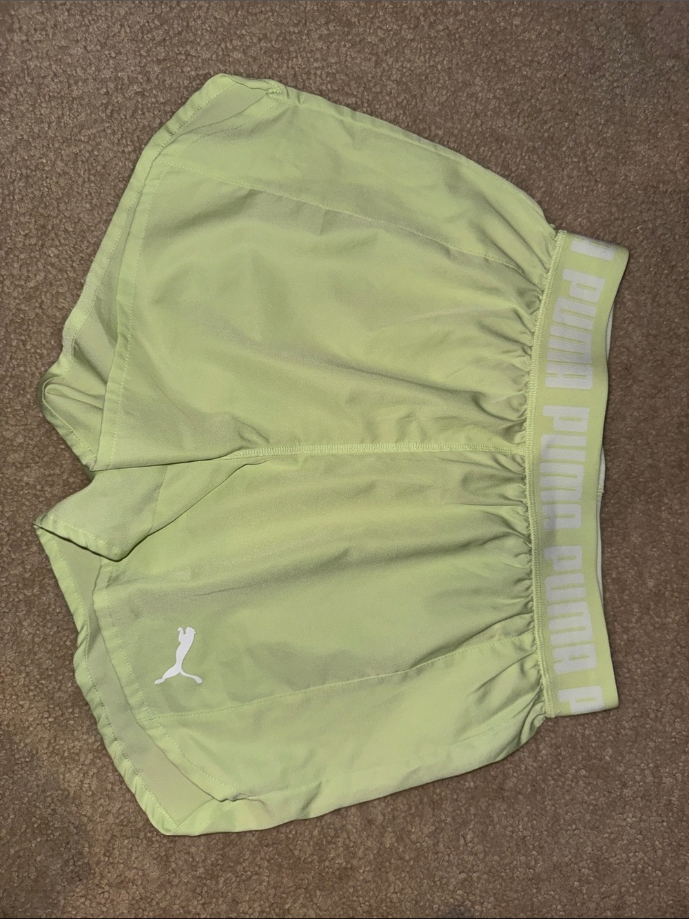 Puma Lime Green Elastic-Waist Athletic Shorts